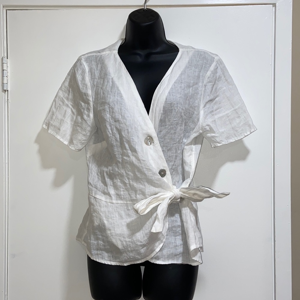 🌻CLEAROUT🌻 NWT H&M White Linen Wrap Shirt | 12